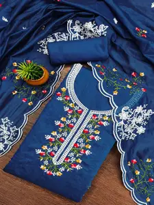 Peachmode Embroidered Chanderi Cotton Unstitched Dress Material