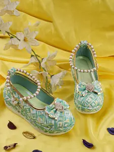 BAESD Girls Woven Design Synthetic Leather 2 inches Peep Toes