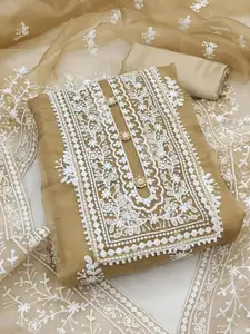 Peachmode Embroidered Organza Unstitched Dress Material