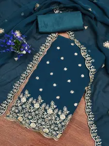 Peachmode Embroidered Silk Georgette Unstitched Dress Material