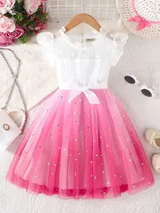 INCLUD Girls Star Print Flared Sleeve Fit & Flare Dress