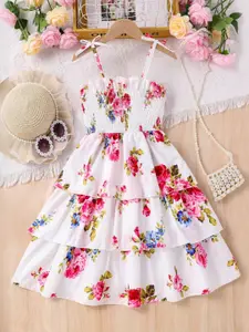 INCLUD Girl Floral Print Smocked Fit & Flare Dress
