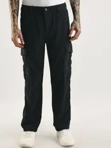 NEVER NEUD Men Relaxed Fit Corduroy Cargos Trousers