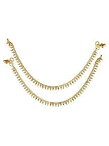 Vighnaharta Gold-Plated Antique Anklets