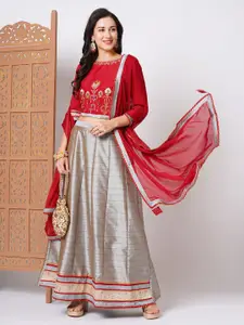 Kiana House Of Fashion Embroidered Thread Work Ready to Wear Lehenga & Blouse With Dupatta