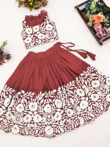 BAESD Girls Embroidered Thread Work Ready to Wear Lehenga With Blouse