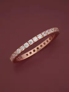 Kushal's Fashion Jewellery White Rose Gold-Plated Party 92.5 Sterling Silver Finger Ring