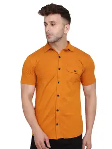 BEYOU FASHION Men Solid Spread Collar Cotton Casual Shirt