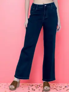 DressBerry Women Rodeo Wide Leg Mid-Rise Stretchable Denim Jeans