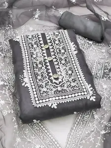 Peachmode Embroidered Organza Unstitched Dress Material