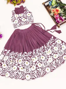 BAESD Girls Embroidered Thread Work Ready to Wear Lehenga With Blouse