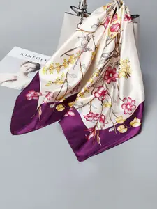 QUECY Women Floral Printed Satin Scarf