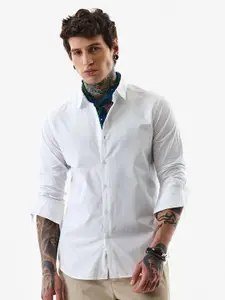 Snitch Men India Slim Fit Solid Spread Collar Cotton Casual Shirt