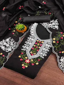 Peachmode Floral Embroidered Sequins Chanderi Cotton Unstitched Dress Material