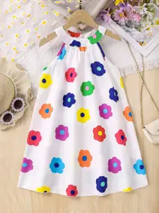 INCLUD Girls  Floral Print Halter Neck A-Line Dress