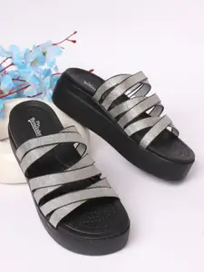 The Roadster Lifestyle Co Women Solid Open Toe Slip-on Comfort Heels