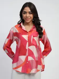 Global Republic Women Abstract Print Shirt Style Casual Top