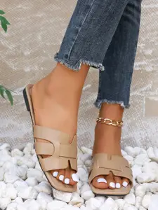 Jbarg Women Solid Open Toe Flats