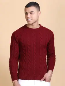 Dzant Men Cable Knit Cardigan with Embellished Detail