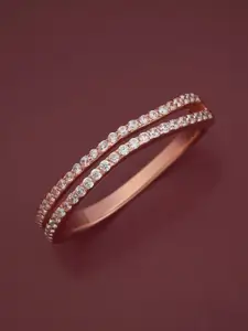 Kushal's Fashion Jewellery White Rose Gold-Plated Party 92.5 Sterling Silver Finger Ring