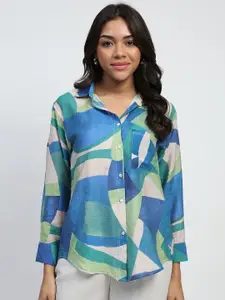 Global Republic Women Abstract Print Long Sleeve Shirt Style Top