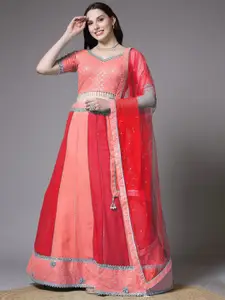 Utsav Fashion Geometric Embroidered Sequinned Ready to Wear Lehenga & Blouse With Dupatta