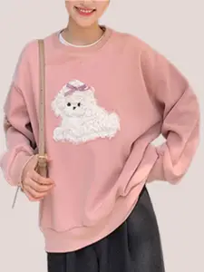 Outzidr Women Embroidered Pullover Sweatshirt