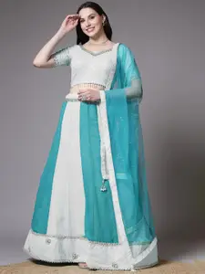 Utsav Fashion Goometric Embroidered Sequinned Ready to Wear Lehenga & Blouse With Dupatta
