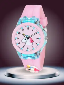 ON TIME OCTUS Girls Printed Dial & Straps Analogue Watch KD-028 PINK UNICORN