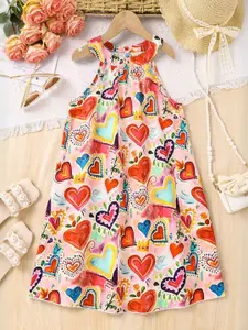 INCLUD Girls Printed Halter Neck A-Line Dress