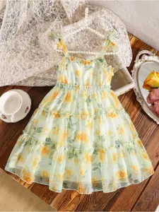 BAESD gilrs Floral Print A-Line Dress