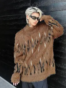 KPOP Women Round Neck Long Sleeves Printed Pullover