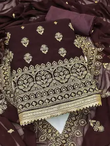 Peachmode Floral Embroidered Silk Georgette Unstitched Dress Material