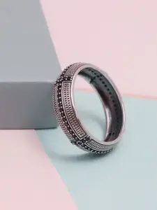 LeCalla 925 Sterling Silver Silver-Plated Stone-Studded Finger Ring