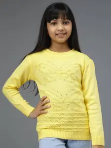 Anixa Girls Embroidered Woollen Pullover