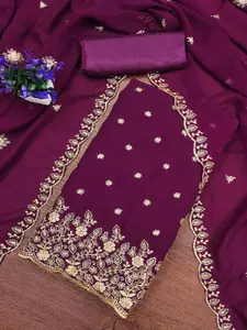 Peachmode Embroidered Silk Georgette Unstitched Dress Material