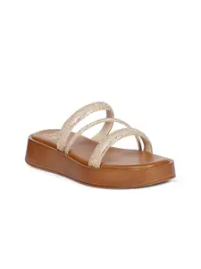 Viviblu Embellished Leather Open Back Platform Sandals