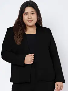 BRINNS Notched Lapel Open Front Blazer
