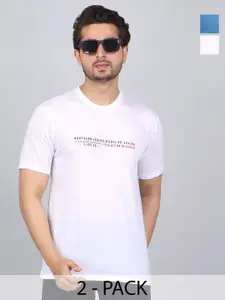 WILD ELEPHANT Men Pack of 2 Typography Printed Round Neck Cotton T-shirts