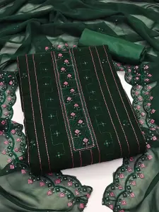 Peachmode Floral Embroidered Sequinned Silk Georgette Unstitched Dress Material