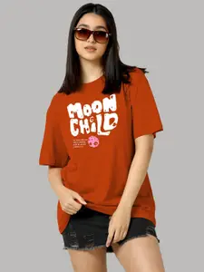 TQH Women Printed Drop-Shoulder Sleeves Applique T-shirt