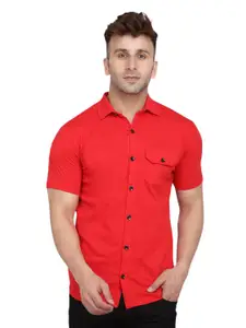 BEYOU FASHION Men Solid Spread Collar Cotton Casual Shirt