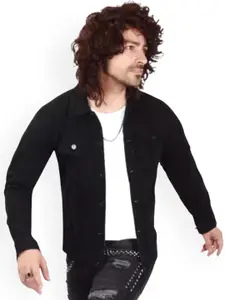 KLIZEN Men Typography Printed Cotton Denim Jacket