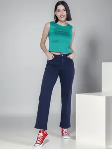 DressBerry Women Rodeo Wide Leg Mid-Rise Stretchable Denim Jeans