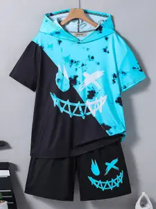 INCLUD Boys Printed Hooded T-shirt With Shorts
