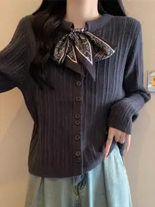 KPOP Women Striped Long Sleeves Sweaters