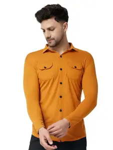 BEYOU FASHION Men Solid Spread Collar Cotton Casual Shirt