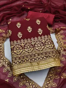 Peachmode Floral Embroidered Sequinned Silk Georgette Unstitched Dress Material