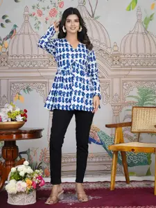 LABEL ADRIJA Women Floral Print Cotton Top