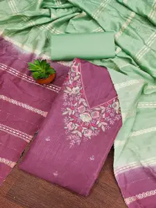 Peachmode Floral Embroidered Sequinned Cotton Silk Unstitched Dress Material